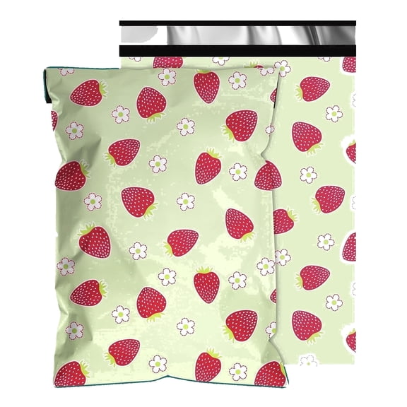 Zoyuepack Waterproof and Tear-Resistant Poly Mailers with Strawberry Print, Self-Sealing, 10 x 13 Inches 100 Pack