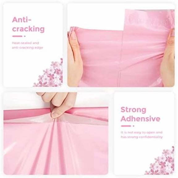 Poly Mailers 24x24 50 Pack, Strong Adhesive Envelopes, Waterproof Poly Bags for Shipping, Large Bags Light Pink