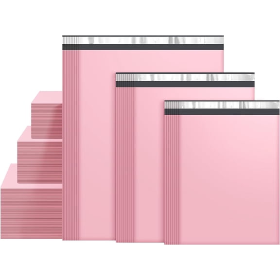 Poly Mailers 60-Pack Pink 3 Sizes 10x13, 12x15.5 & 14.5x19