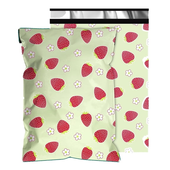 zoyuepack Waterproof and Tear-Resistant Poly Mailers with Strawberry Print, Self-Sealing, 6 x 9 Inches 100 Pack
