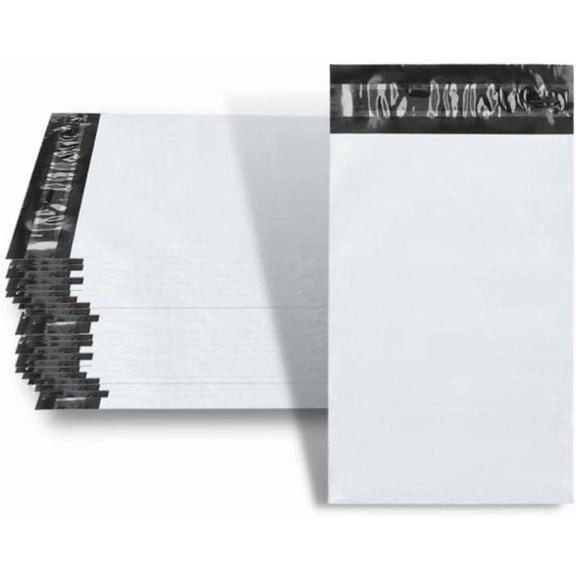 PSBM 1000 PCS 2.5 Mil 12 x 15.5 Inch White Poly Mailers, Self-Sealing Peel-Off Strip, Waterproof, Tear Resistant, Shipping Bag for Cloths, Documents, Books, Gifts, Jewelry and Non-Fragile Items
