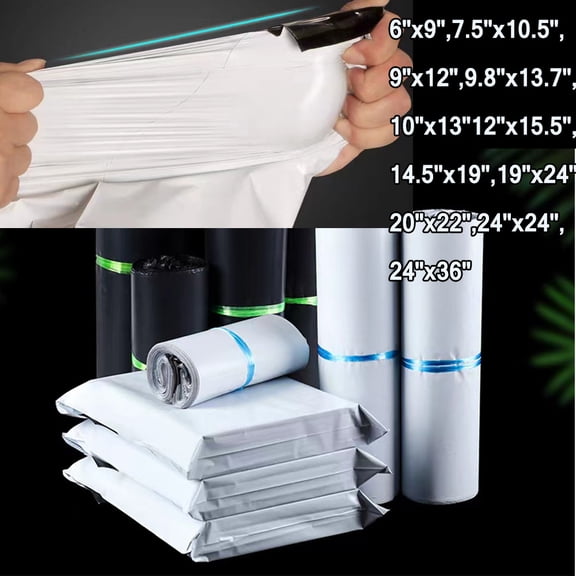 Poly Mailers Mailing Bags with Strong Self-sealing Adhesive, Waterproof and Tear Proof - Medium Shipping Bags for Clothing, Books, Small Business
