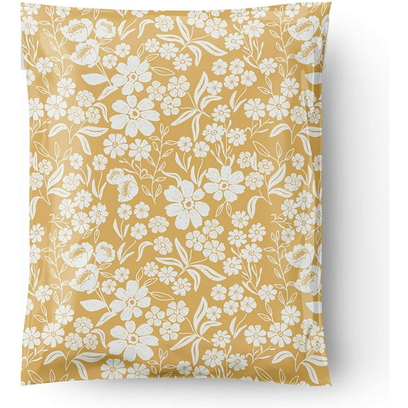 Poly Mailers Shipping Bags Packaging For Small Business - Floral Yellow Recyclable Mailing Plastic Envelopes