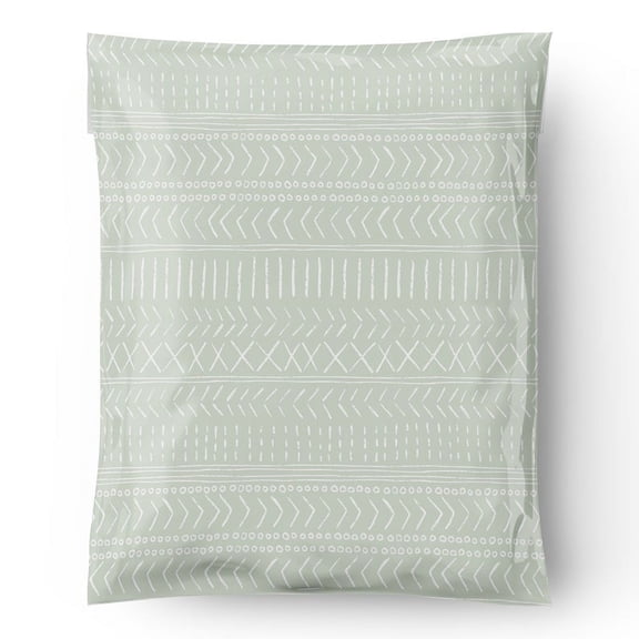 Poly Mailers Shipping Bags Packaging For Small Business Geo Boho Pastel Green (12x15.5) Mailing Plastic Envelopes | Pack of 200