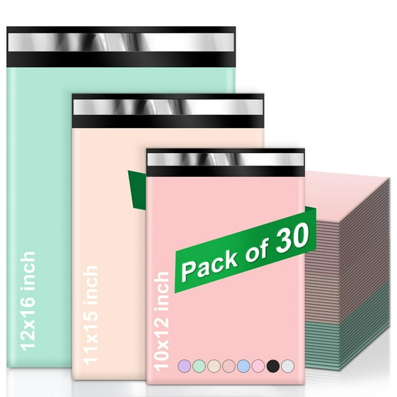 Poly Mailers Variety Envelopes Shipping Bags 30 Pack, Shipping Mailers with Self Seal Adhesive, Tear Proof Polyethylene Mailer Bags for small business
