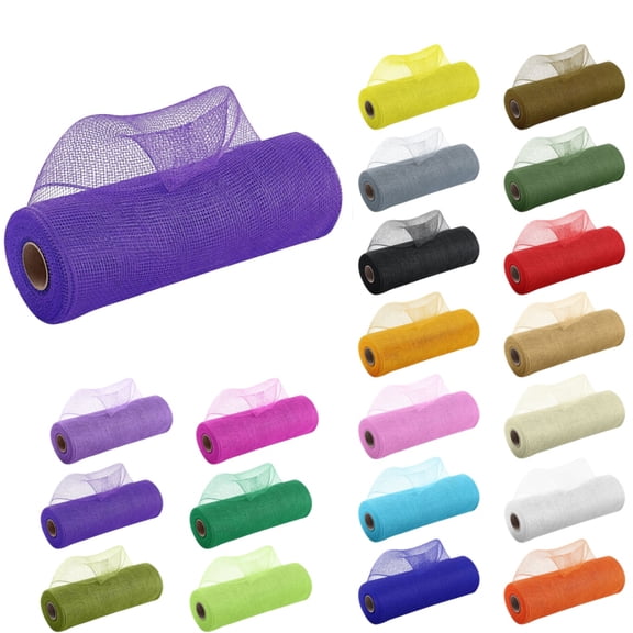 Poly Mesh Ribbon With Foil Each Roll for Wreaths, Bows, Swags, Gift Wrapping, Holiday and Craft Decorating - 1 Roll of Deco Mesh Net,26 Cm Width 10 Yards Length Each Roll Dark Purple