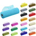thumbnail image 1 of Poly Mesh Ribbon With Foil Each Roll for Wreaths, Bows, Swags, Gift Wrapping, Holiday and Craft Decorating - 1 Roll of Deco Mesh Net,26 Cm Width 10 Yards Length Each Roll Light Blue, 1 of 4