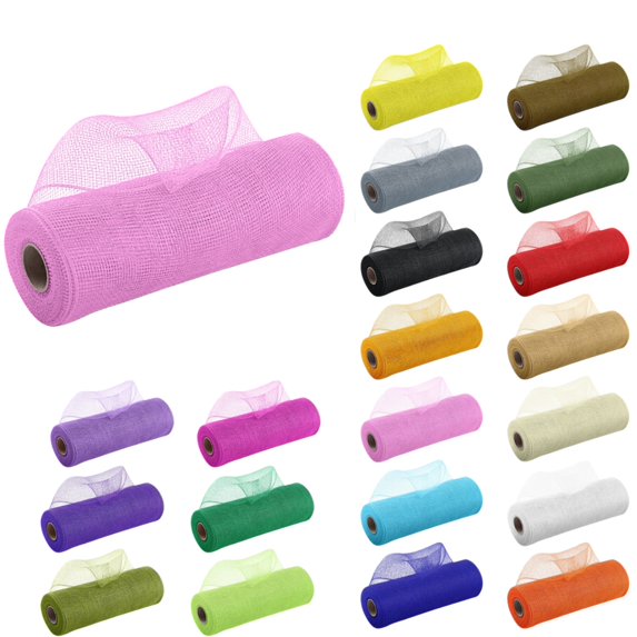 Poly Mesh Ribbon With Foil Each Roll for Wreaths, Bows, Swags, Gift Wrapping, Holiday and Craft Decorating - 1 Roll of Deco Mesh Net,26 Cm Width 10 Yards Length Each Roll Light pink