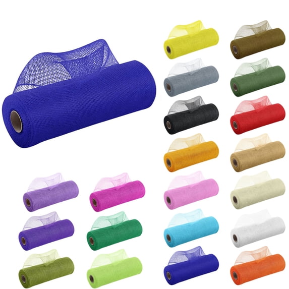 Poly Mesh Ribbon With Foil Each Roll for Wreaths, Bows, Swags, Gift Wrapping, Holiday and Craft Decorating - 1 Roll of Deco Mesh Net,26 Cm Width 10 Yards Length Each Roll Royal Blue