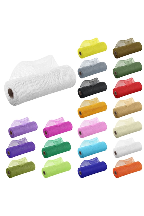 Poly Mesh Ribbon with Foil for Wreaths, Bows, Swags, Gift Wrapping, Holiday and Craft Decorating - 1 Roll of Deco Mesh Net, Decorative Polypropylene Material (10 Inches x 10 Yards)