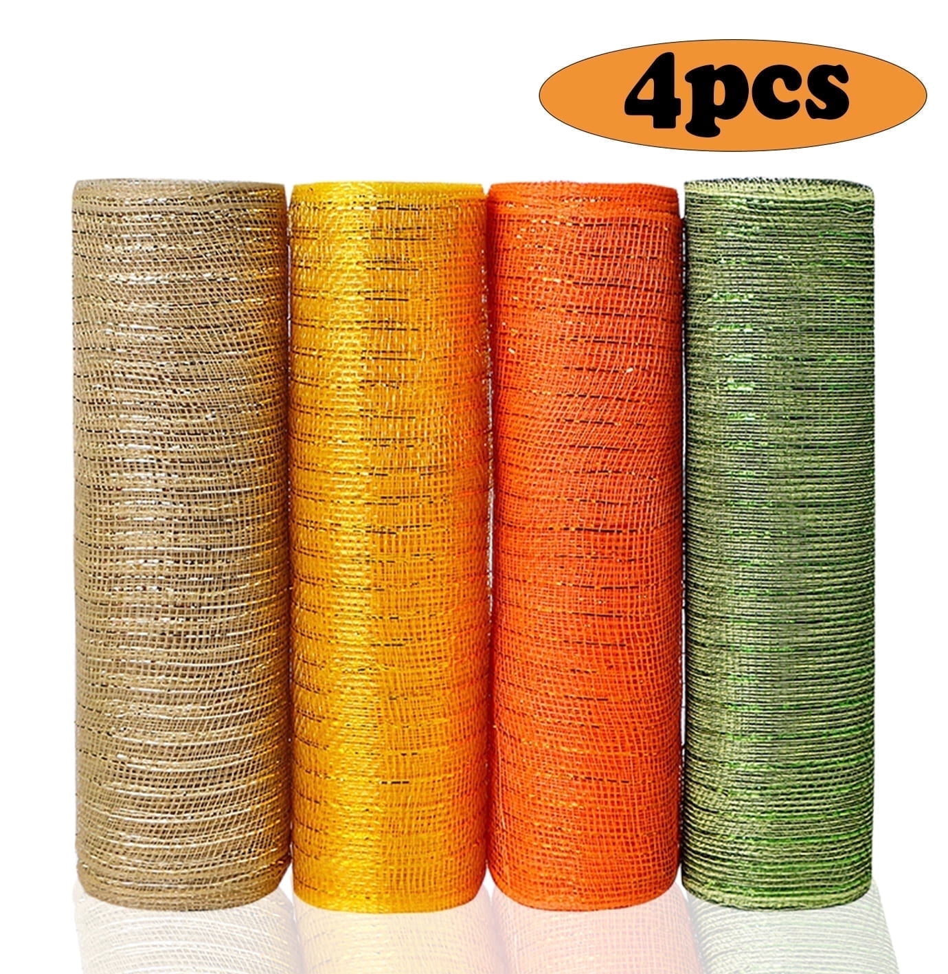 Ring Ribbon Top Kabuer, Poly Mesh Ribbon, 4 Rolls, Fall Colors Orange Gold Green Brown ...