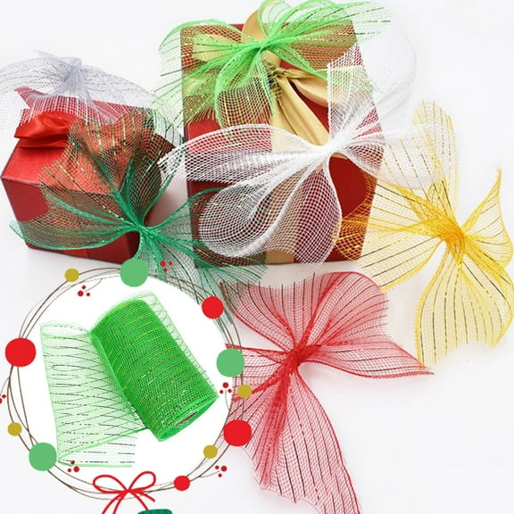 Poly Mesh Ribbon Roll, Metallic Decorative Mesh for Wreaths, Bows, Swags, Gift Wrapping and Holiday Crafts
