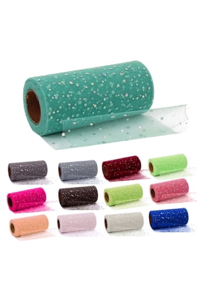 Poly Mesh Ribbon Tulle Fabric Roll 6in x 10 Yards, Glitter Mesh Fabric for Wedding Party Decoration Gift Wrapping, Decorative Tulle Netting for Floral Arrangement Craft