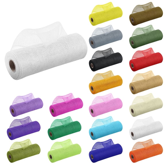 Poly Mesh Ribbon With Foil Each Roll, For Wreaths Swags Bows Floral Wrapping Decorating, 26Cm Width X 10 Yards Length, 1 Roll Per Package