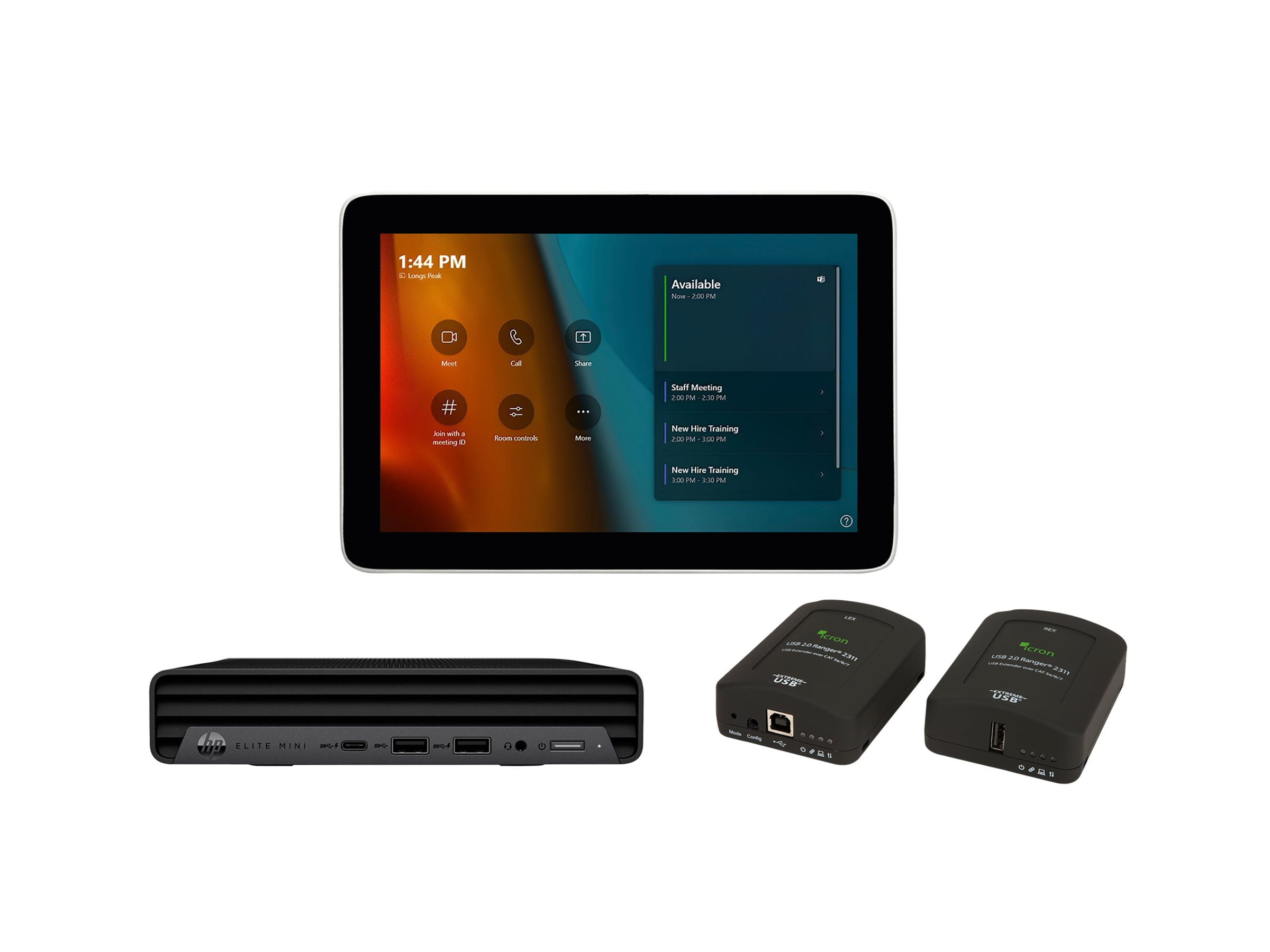 Poly - Microsoft Teams Rooms - Base Kit - video conferencing kit (HP Mini Conferencing PC, Poly GC8 touch controller, Cat5e Extender)