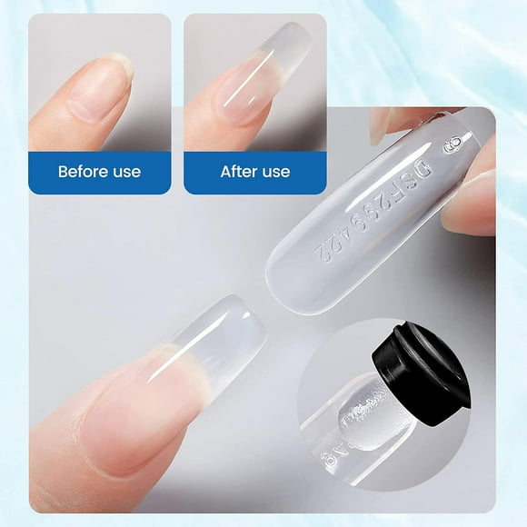 Poly Nail Clear Gel Extension Set, Builder & Curing Gel, Slip Solution, Professional Starter Kit with Brush & Glass Cup (30ml/1fl.oz)