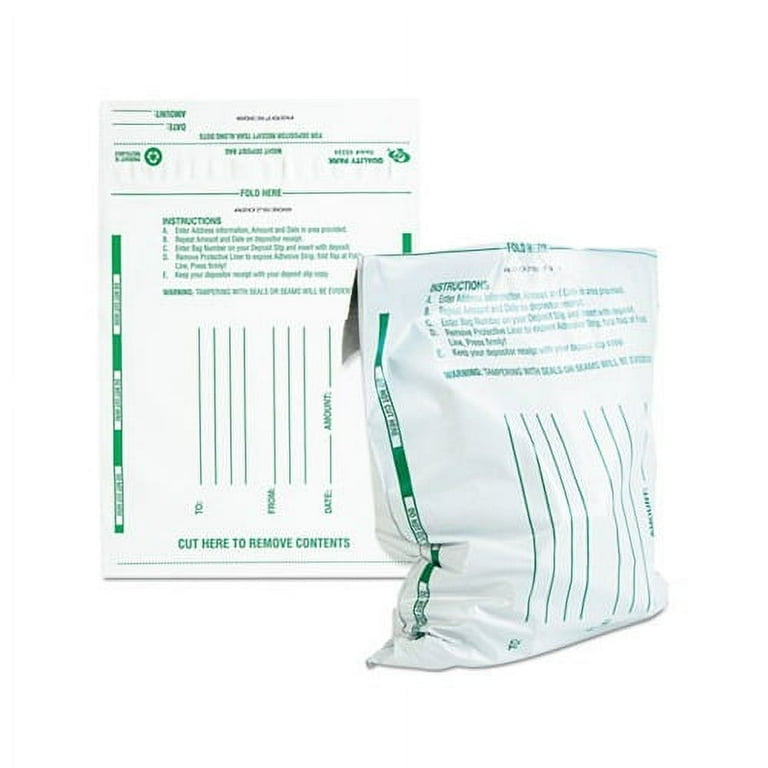 Poly Night Deposit Bags with Tear-Off Receipt, 10 x 13, White, 100/Pack Poly Night Deposit Bags with Tear-Off Receipt, 10 x 13, White, 100/Pack