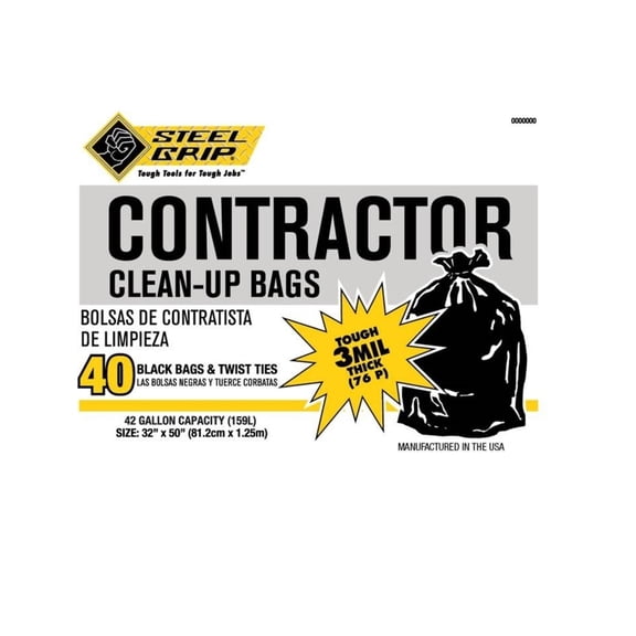Poly Pak Industries 6044649 42 gal Contractor Bag, Pack of 40