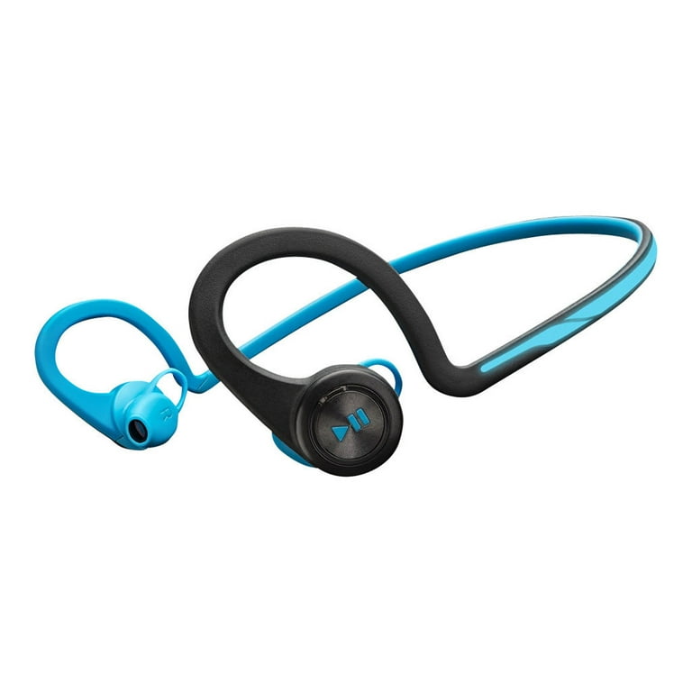 Poly Plantronics Backbeat FIT Earphones with mic ear bud behind the neck mount Bluetooth wireless electric blue Walmart