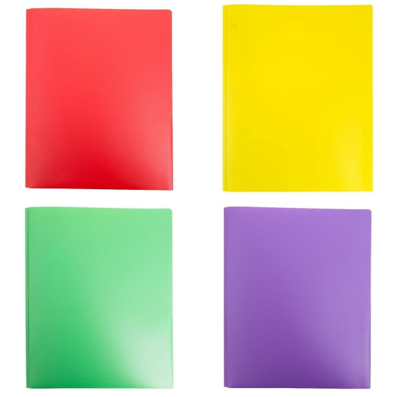 Poly Pocket with Brad Folder, 1 Pack 2 Pocket Folders 3 Prong Folders, Heavy Duty Plastic Pockets Folders with Brads, Colored Plastic Folders with Clasp for School Office, Letter Size