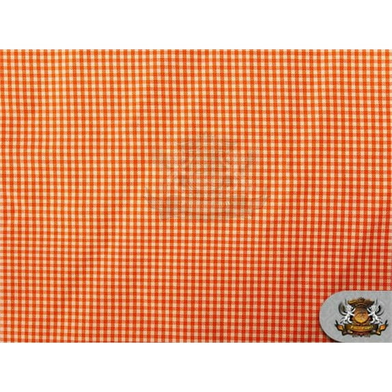 Poly Poplin Gingham Fabric Mini Checkers 02 ORANGE / 58" Wide / Sold by the yard