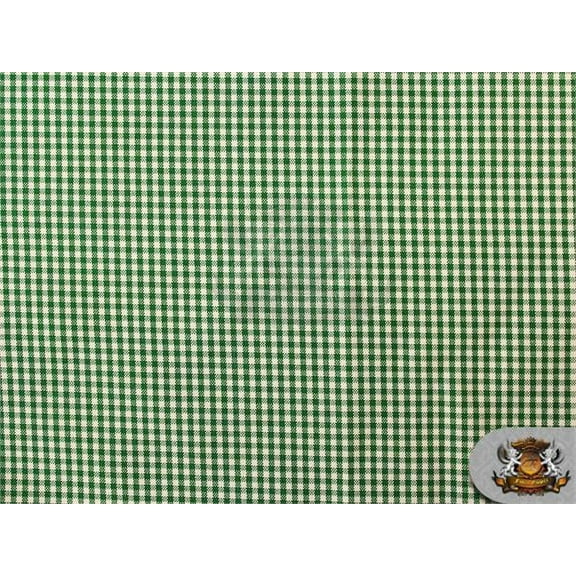 Poly Poplin Gingham Fabric Mini Checkers 04 HUNTER GREEN / 58" Wide / Sold by the yard