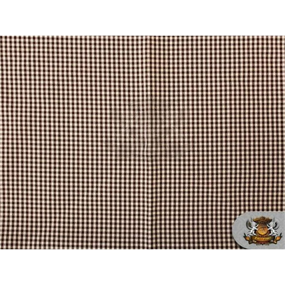 Poly Poplin Gingham Fabric Mini Checkers 16 BROWN / 58" Wide / Sold by the yard