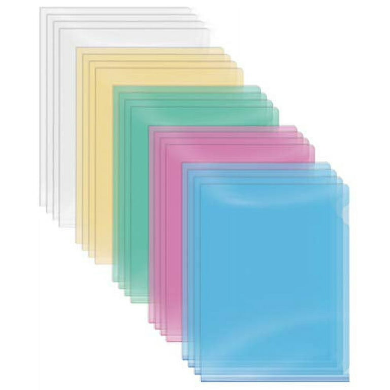  16 Pack Clear Plastic Folders Sleeves, Plastic Sleeves for  Documents Transparent Paper Poly Jacket Sleeves Folders, 8 Assorted Colors  : Office Products
