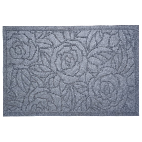 Poly Rose Indoor/Outdoor Mat,18" x 30", Light Grey