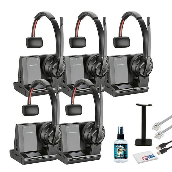 Poly Savi 8210 Office Wireless DECT Headset System Bundle