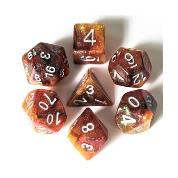 Foam Brain Games Poly Set - Copper Cosmos w/Silver (7) New