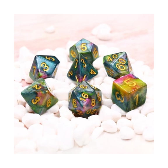 Foam Brain Games Poly Set - Mystic Woodland w/Gold (7) New