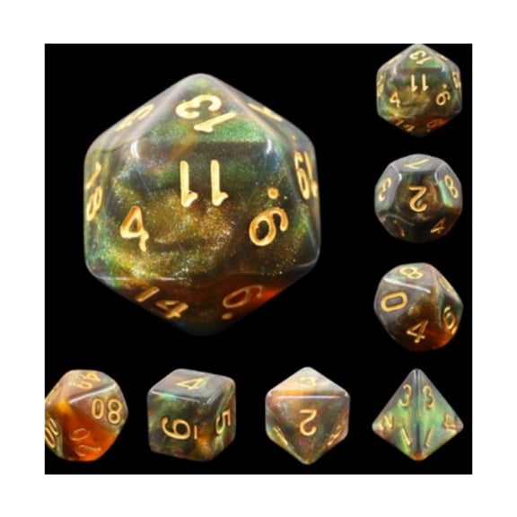 Foam Brain Games Poly Set - Nightengale w/Gold (7) New