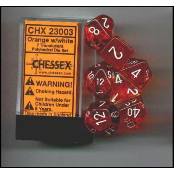 Polyhedral 7-Die Translucent Dice Set - Orange