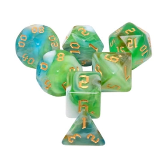Foam Brain Games Poly Set - Spring Breeze w/Gold (7) New