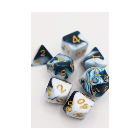 Foam Brain Games Poly Set - Tidal Waves w/Gold (7) New