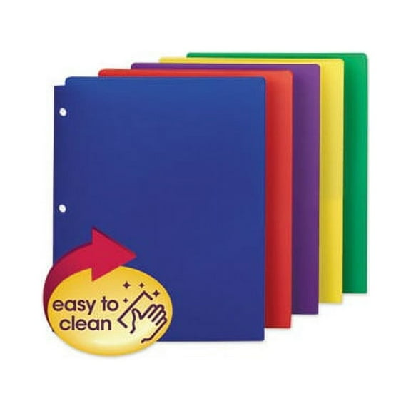 Poly Snap-In Two-Pocket Folder 11 x 8.5, Assorted, 10/Pack