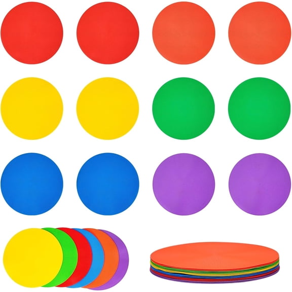 Poly Spot Markers for Sports, Activities, Non Slip Spot Markers 9inch, Cones for Soccer Basketball Sports Training Multiple Color 12Pcs