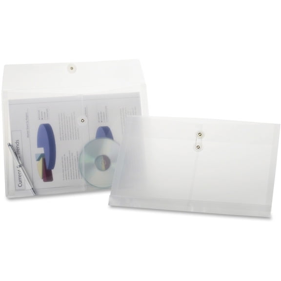 Poly String And Button Envelope, String And Button Closure, 8.5 X 14, Clear, 3/pack | Bundle of 5 Packs