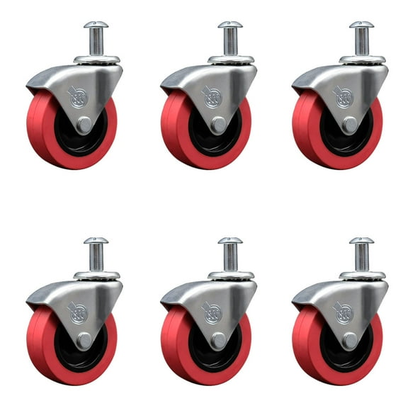 Poly Swivel 6-Pack - 2.5" Low Profile Caster for Creeper Cart by Service Caster
