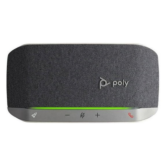 Poly Sync 20 Portable Speakerphone, USB-A, Bluetooth for Smartphone, Microphone, Battery Black, Silver