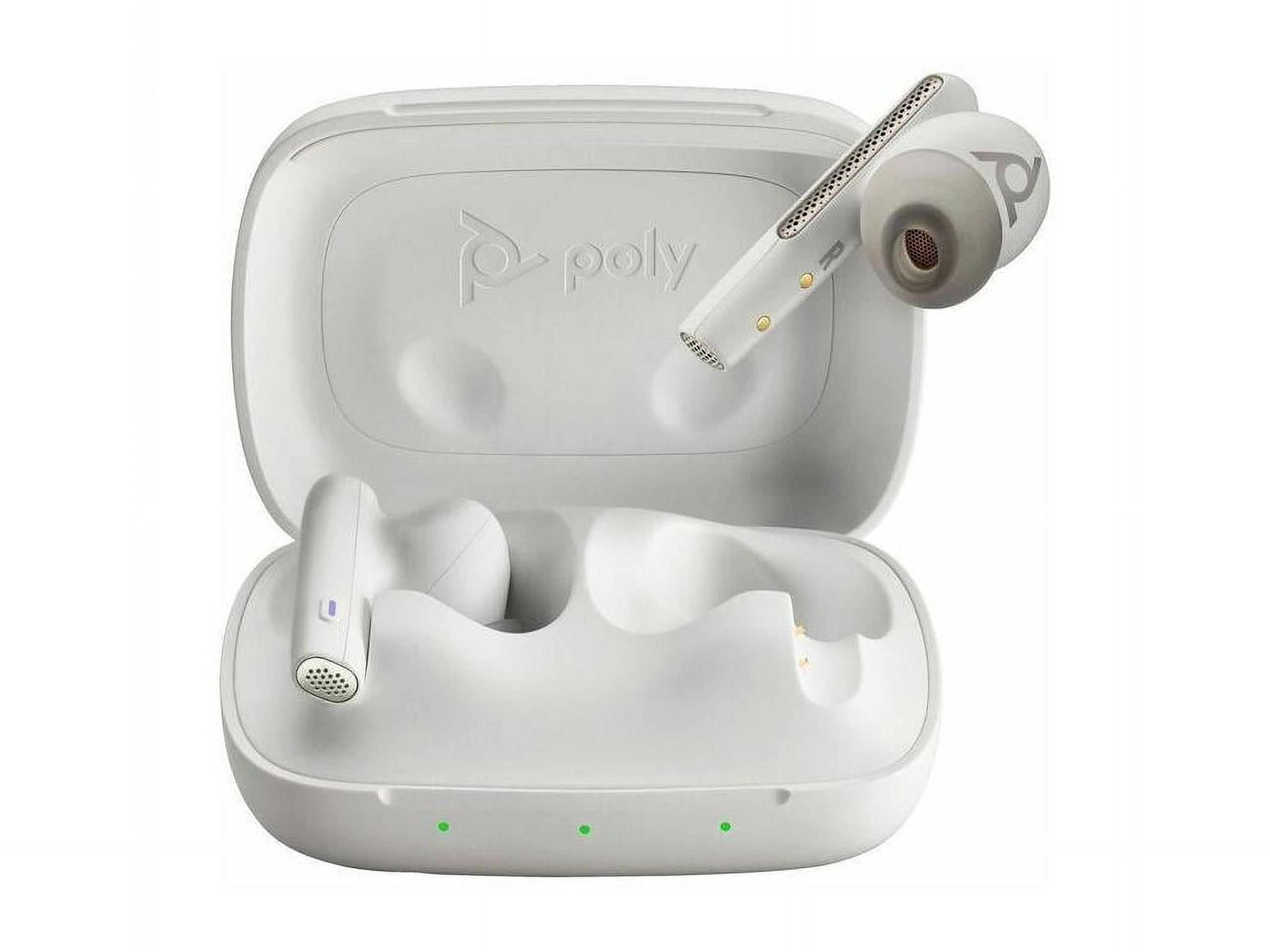 HP Poly Voyager Free 60 UC True Wireless Active Noise Canceling Earbuds with BT700 USB-A Adapter, White Sand