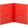 thumbnail image 1 of Poly Two-Pocket Folder, Three-Hole Punch Prong Fasteners, Letter Size, Red, 3 Per Pack, 1 of 10