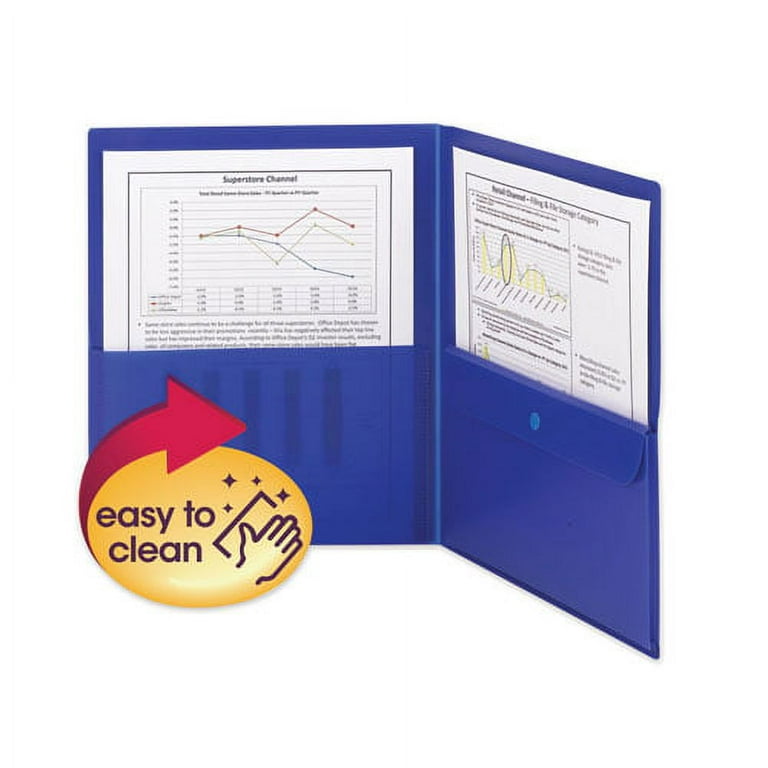Poly Two-Pocket Folder with Security Pocket, 11 x 8 1/2, Blue, 5/Pack Poly Two-Pocket Folder with Security Pocket, 11 x 8 1/2, Blue, 5/Pack