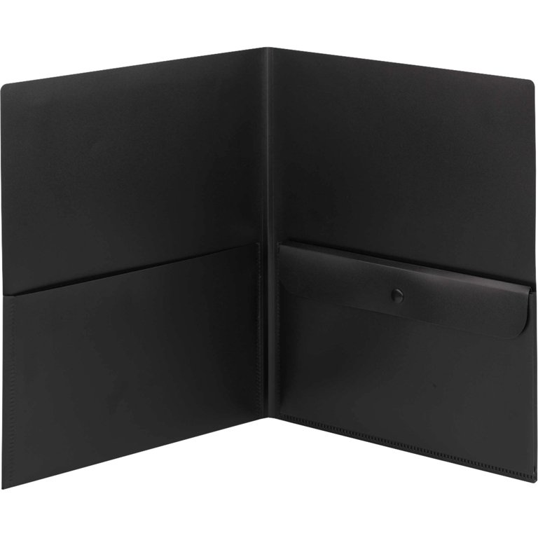 Poly Two-Pocket Folder with Snap Closure Security Pocket, 100-Sheet Capacity, 11 x 8.5, Black, 5/Pack Poly Two-Pocket Folder with Snap Closure Security Pocket, 100-Sheet Capacity, 11 x 8.5, Black, 5/Pack