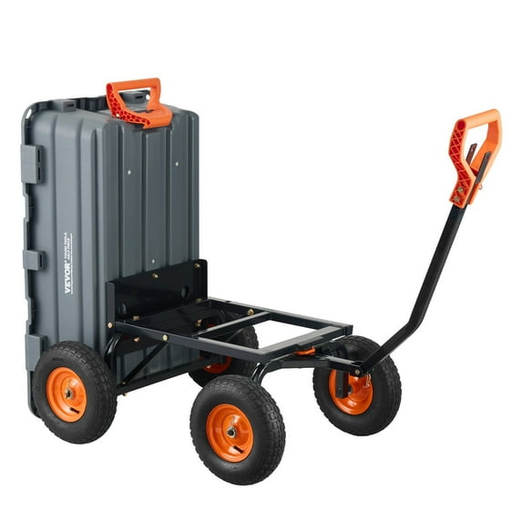Poly Utility Cart 6.48 cu.ft Dump Wagon with 1200 lb Capacity, 13" Pneumatic Tires, 2-in-1 Handle and Simple Assembly Steel Frame