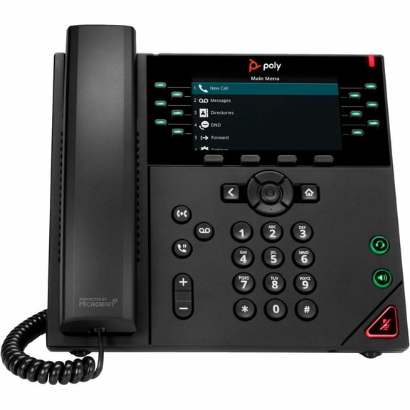 Poly VVX 450 IP Phone - Corded - Corded - Desktop, Wall Mountable - Black - 12 x Total Line - VoIP - 2 x Network (RJ-45) - PoE Ports