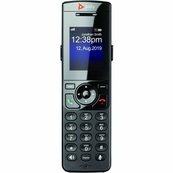 Poly VVX D230 DECT Phone Handset and Charging Cradle with Power Supply - Cordless - DECT - 8 x Total Number of Phone Lines - 2" Screen Size - Audio - Headset Port - 10 Hour Battery Talk Time - Black