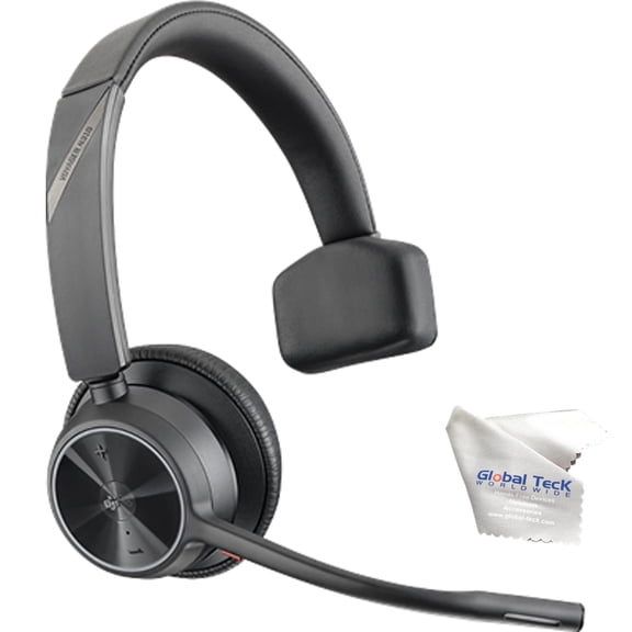 Poly Voyager 4310 UC Wireless Bluetooth Mono Headset Teams Version BT700 USB A Adapter Microfiber Cloth