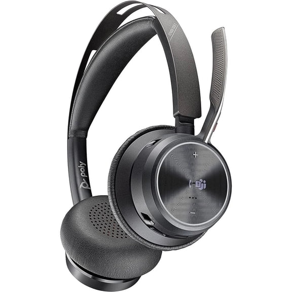 HP Poly Voyager Focus 2 UC Wireless Stereo Headset with Charging Stand and USB-C Adapter, Microsoft Teams Certified